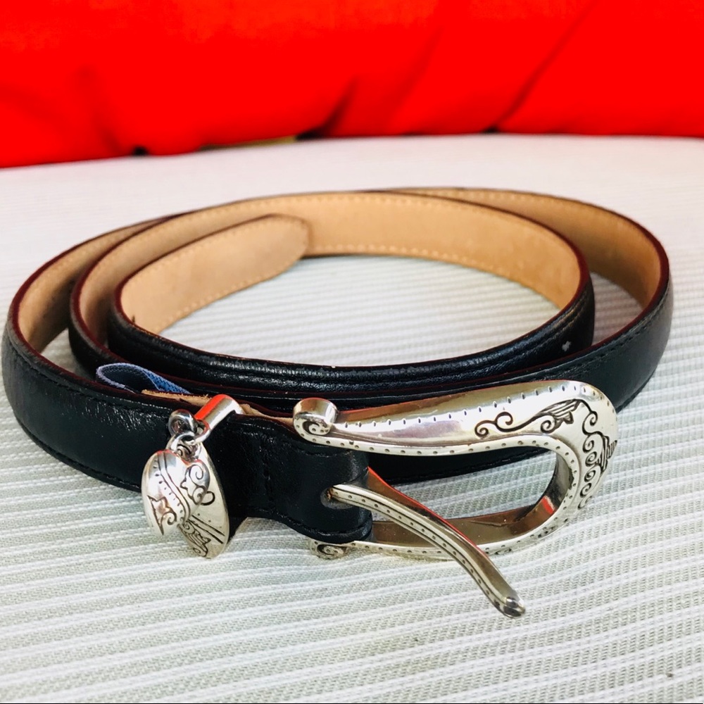 Brighton Skinny Black and Silver Belt